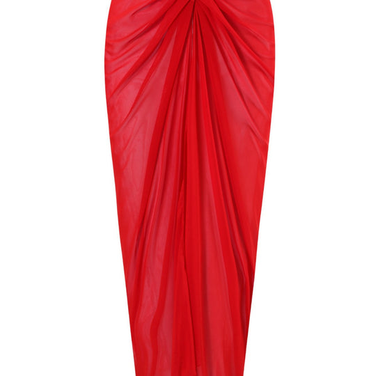 Damen einseitiger Badeanzug mit elegantem Drapierungsdesign und passendem Pareo EB