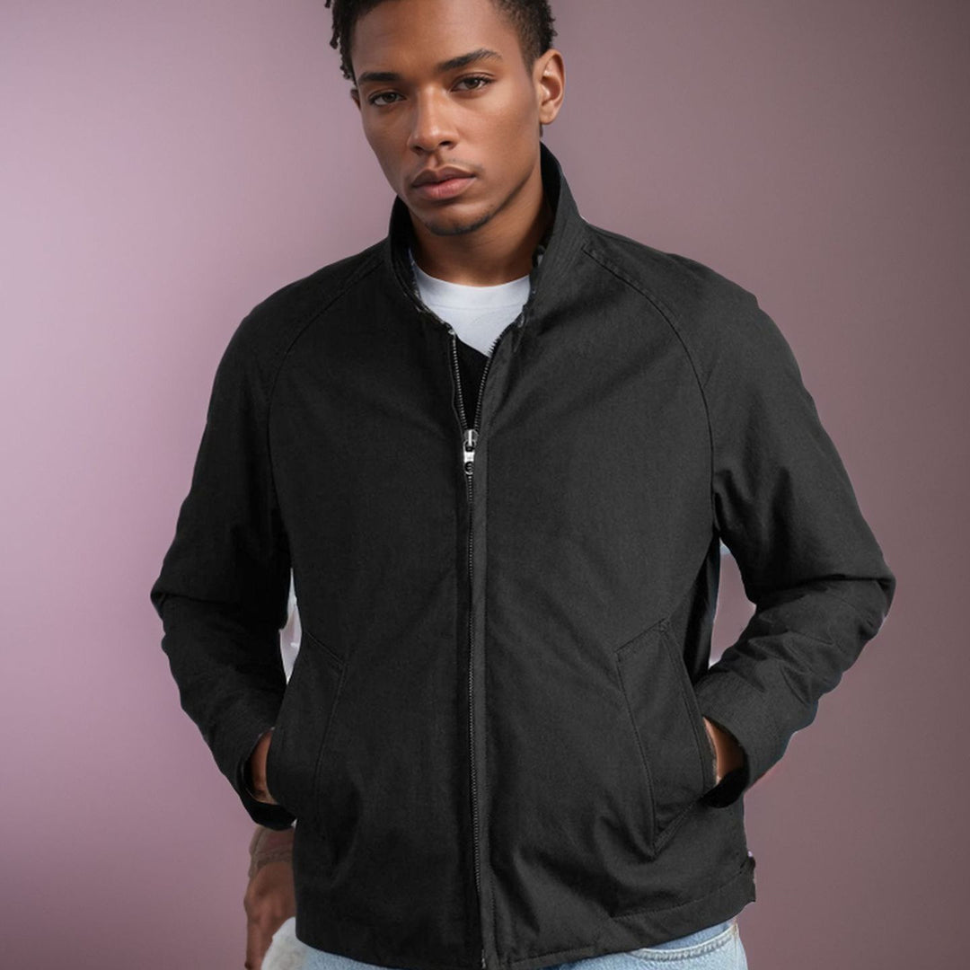 Herren lässige Übergangsjacke mit Stehkragen und praktischen Taschen EB