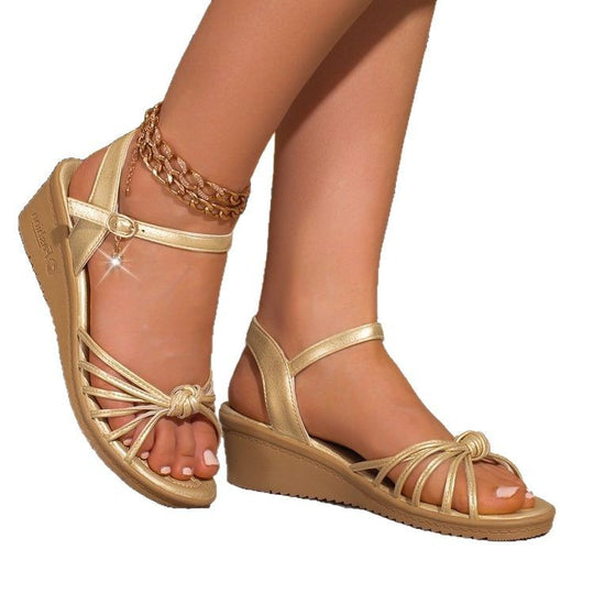 Damen Komfortable Keilsohlen-Sandalen mit Riemchen EB