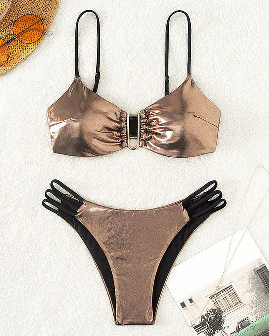 Damen Hochglanz Bikini mit raffiniertem Knoten-Design EB