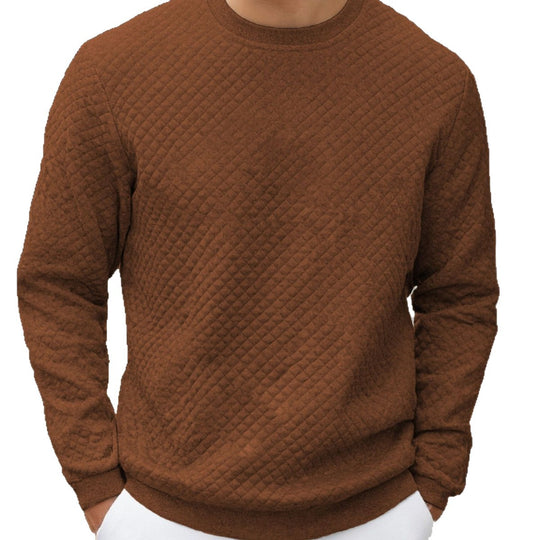 Herren nan gesteppter Sweatpullover mit Rautensteppung, geripptem Kragen und komfortablem Regular Fit EB