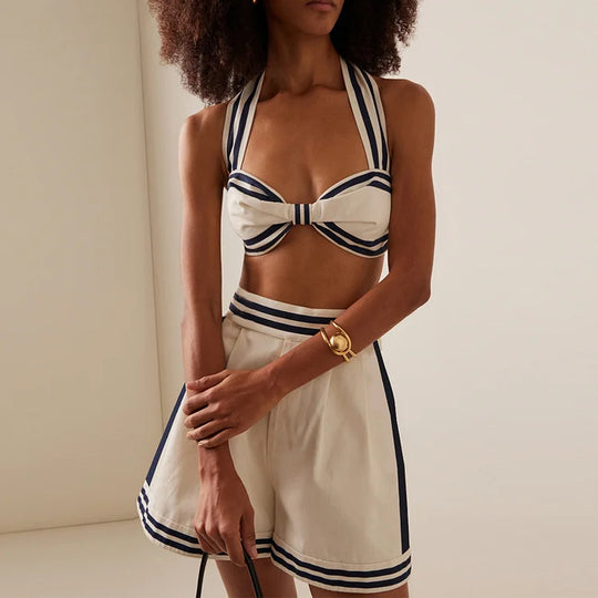 Damen Einteiler Badeanzug mit raffiniertem Cut-Out und dekorativen Schleifen EB