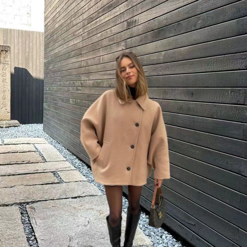 Damen Oversized Wollmantel mit modernem Schnitt und praktischen Taschen EB
