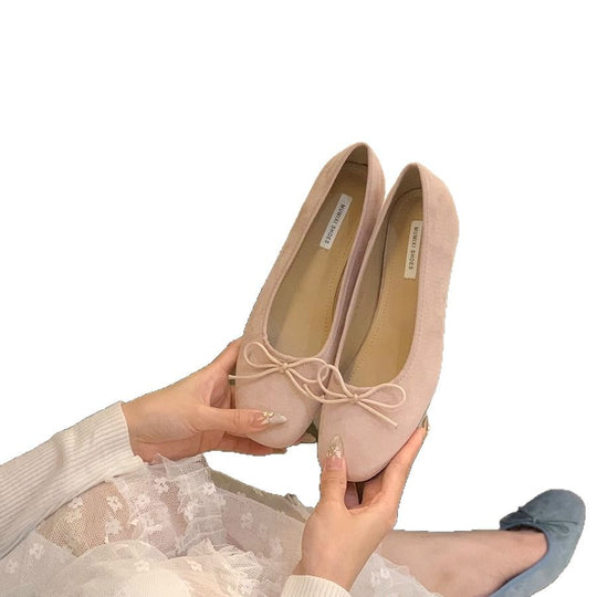 Damen Ballerinas aus hochwertigem Wildleder mit verspieltem Schleifen-Detail EB
