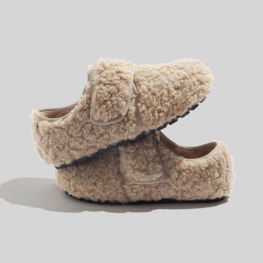 Damen Hausschuhe mit weichem Fleece-Futter und verstellbarem Klettverschluss EB