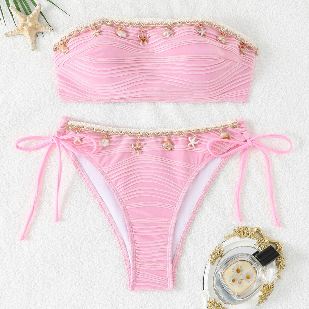 Damen Bandeau Bikini mit Muschelverzierung EB
