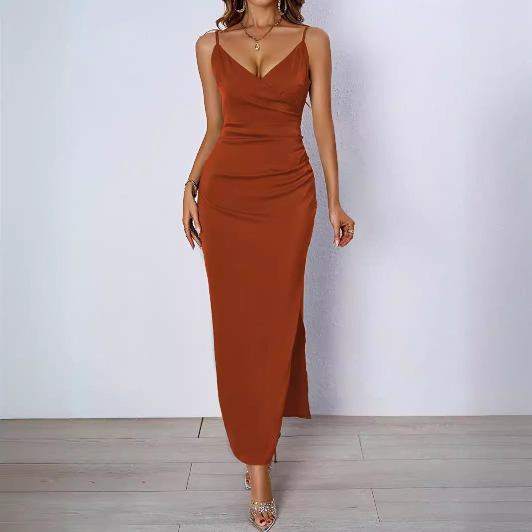 Damen Maxikleid mit schickem Wickel-Design und elegantem Schlitz EB