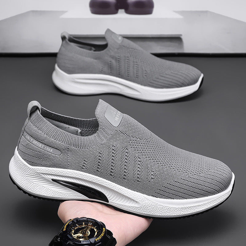 Damen Bequeme Slip-On Sneakers mit atmungsaktivem Strickobermaterial EB