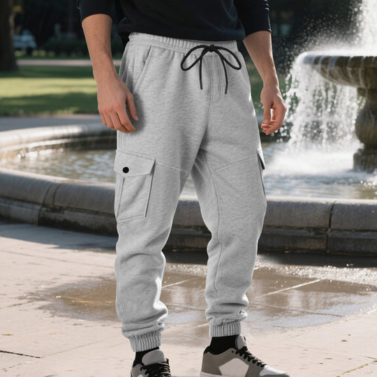 Herren Funktionale Cargo-Jogginghose mit Tunnelzug, Sicherheits-Flap-Taschen und elastischem Knöchelbündchen EB