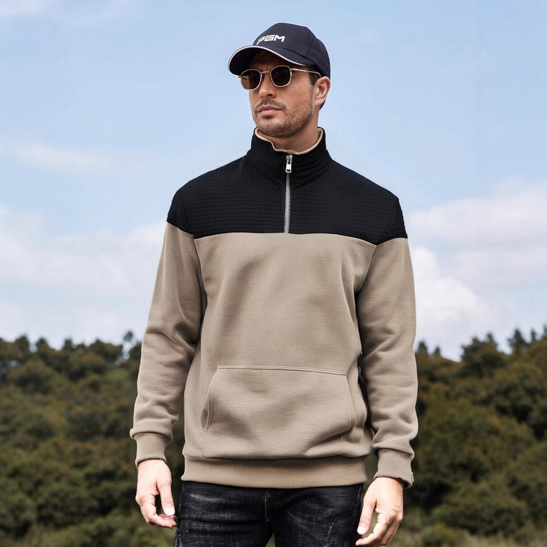 Herren funktionale Sweatjacke mit hochschließendem Kragen und praktischer Kängurutasche EB