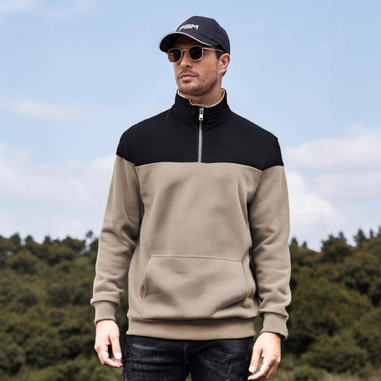 Herren funktionale Sweatjacke mit hochschließendem Kragen und praktischer Kängurutasche EB