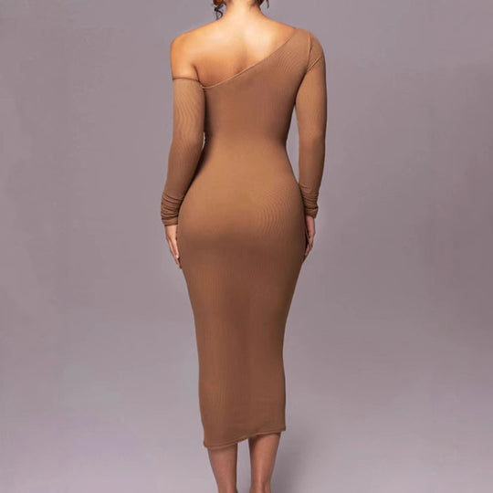 Damen Figurbetontes Wickelkleid mit asymmetrischem Schnitt und raffinierten Rüschendetails EB