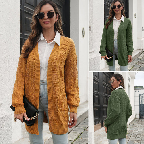 Damen Großer Strickcardigan mit Zopfmuster EB