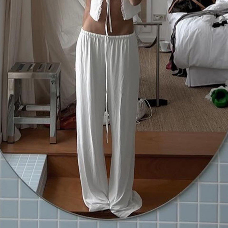 Damen Luftige Baumwollhose mit elastischem Bund und lässigem Schnitt EB