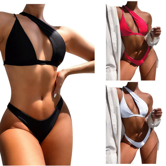 Damen Cut-Out Bikini mit asymmetrischem Oberteil und verstellbaren Trägern EB