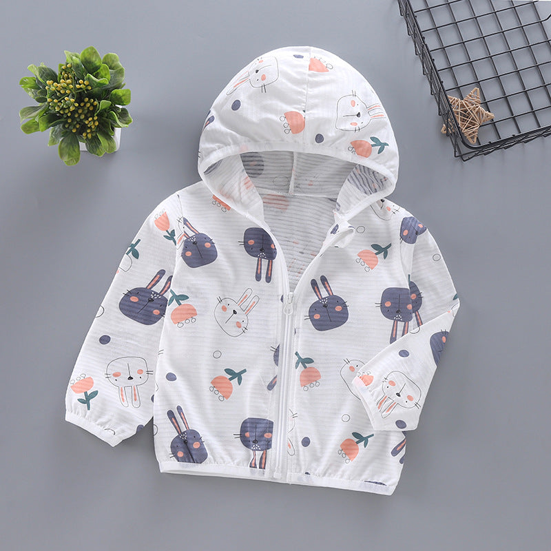 Unisex nan leichte Kapuzenjacke für Kleinkinder mit süßem Tierprint und Reißverschluss  EB