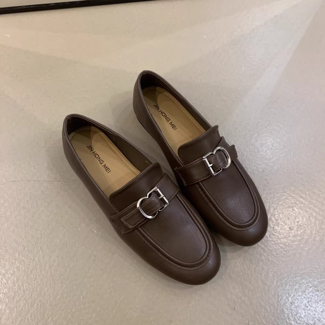 Damen elegante Mokassins mit dekorativem Schnallenverschluss EB