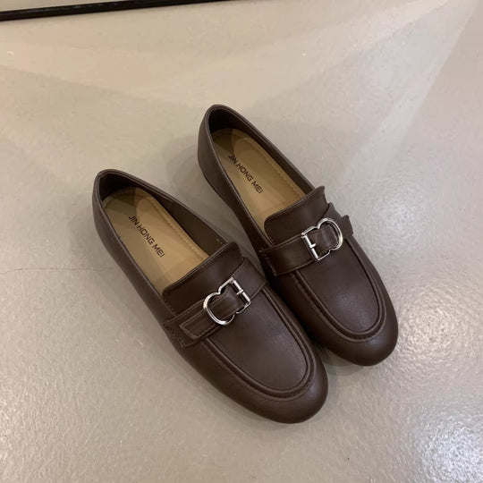 Damen elegante Mokassins mit dekorativem Schnallenverschluss EB