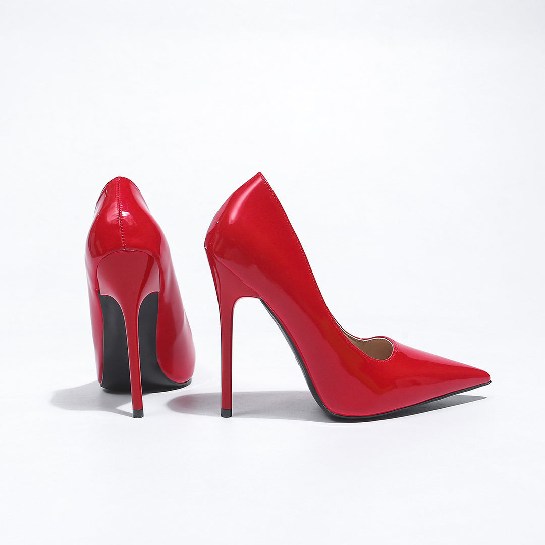 Damen spitze Lackpumps mit hochglänzendem Finish EB
