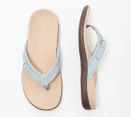 Damen bequeme Flip-Flops mit verstellbarem Riemen und ergonomischer Sohle EB