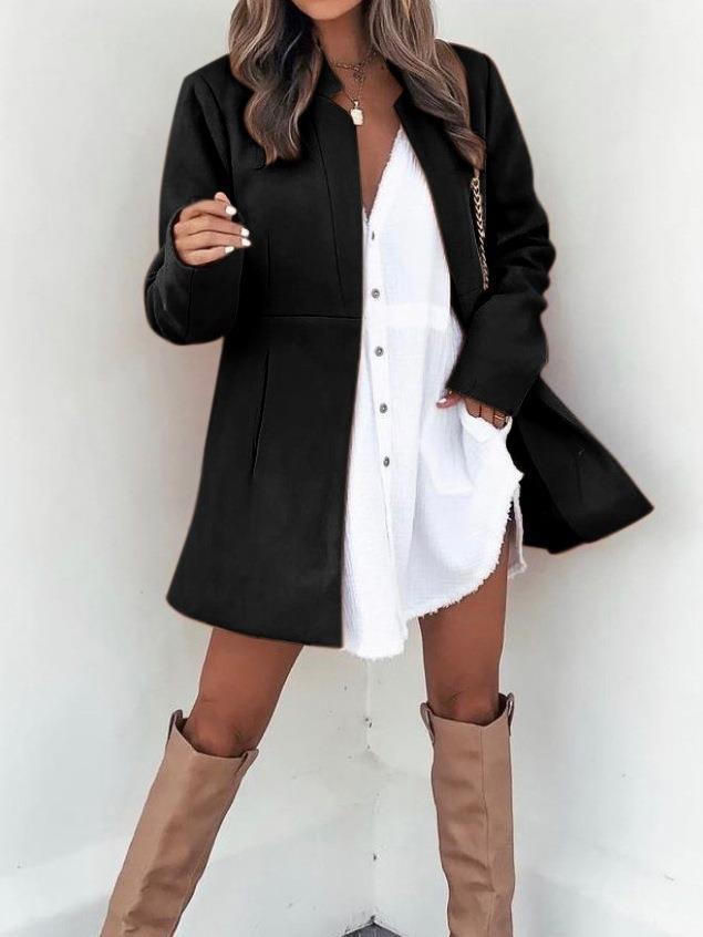 Damen Modische Übergangsjacke mit schlichten Linien und praktischen Taschen EB