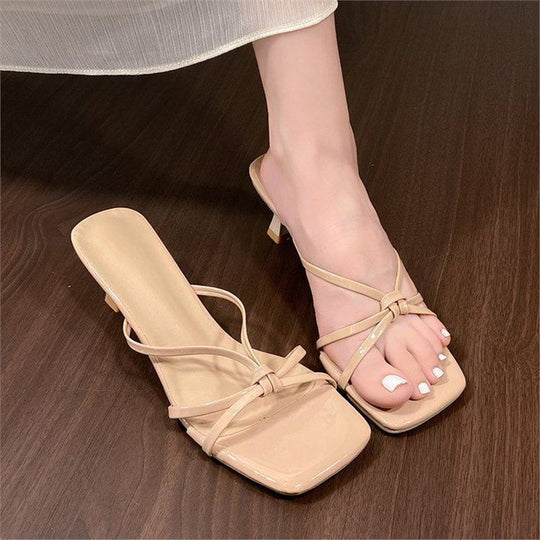Damen Plateau Mules mit zarten Riemchen EB
