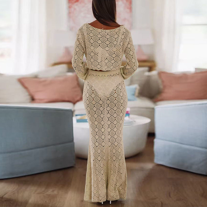 Damen Elegantes Maxikleid mit raffinierter Spitzenstruktur R&B