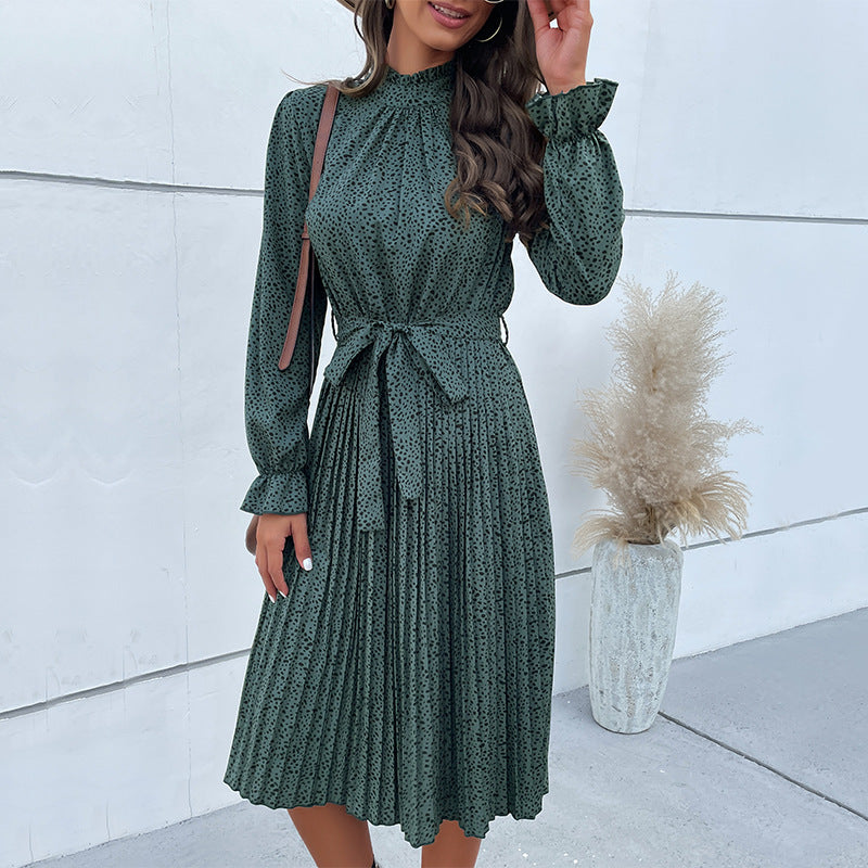 Damen Midi-Kleid mit eleganter Rüschendetails und Taillengürtel EB