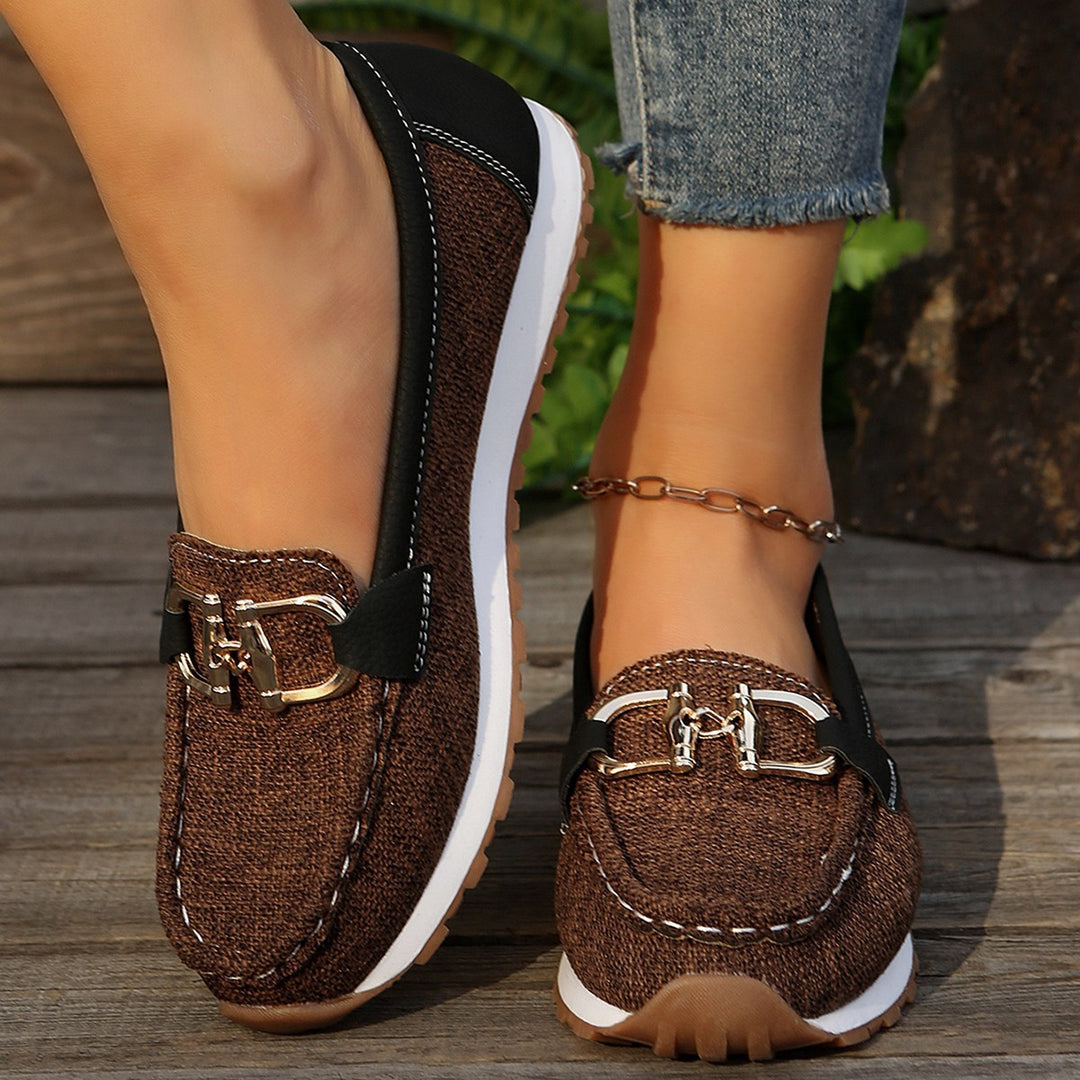 Damen Mokassin-Schuhe mit eleganter Schnallenapplikation EB