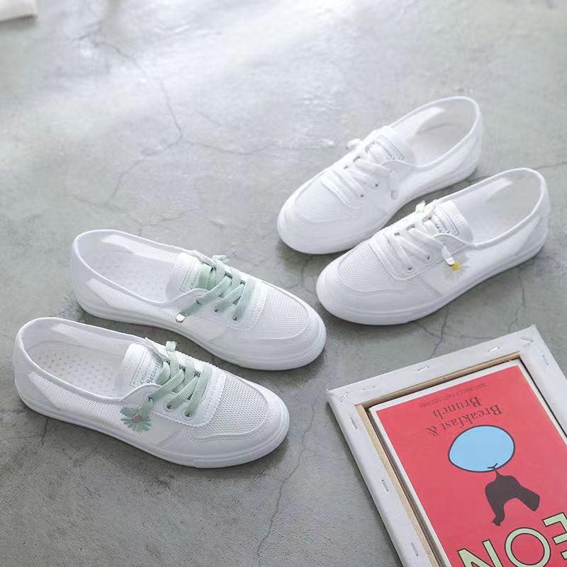 Damen lässige Sneaker mit buntem Blumenmotiv EB