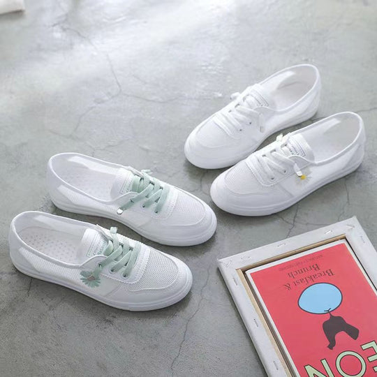 Damen lässige Sneaker mit buntem Blumenmotiv EB