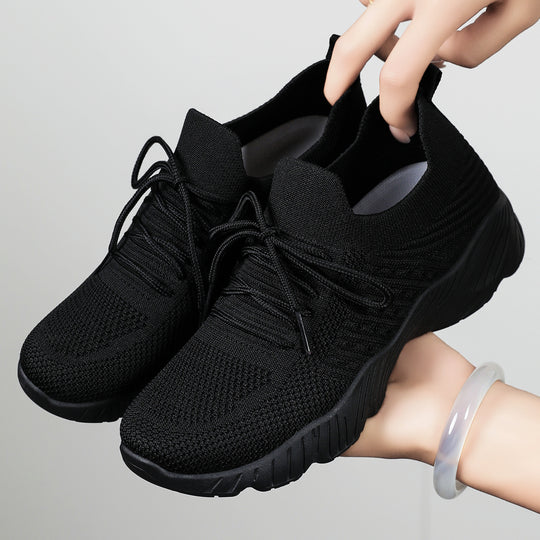 Damen atmungsaktive und flexible Fitness-Sneaker mit elastischer Schnürung EB