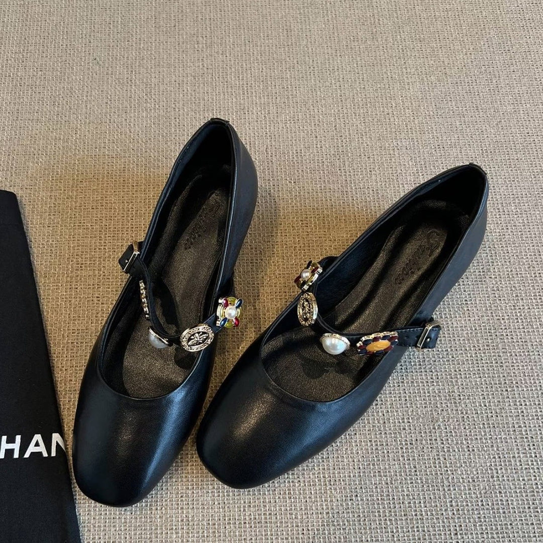 Damen Ballerina-Schuhe mit dekorativer Schnalle und elegantem Design EB