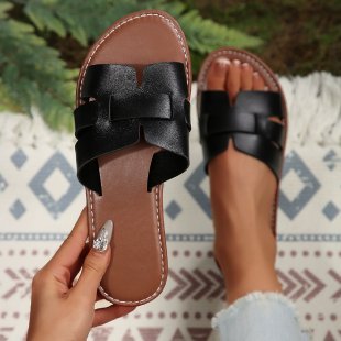 Damen Slipper mit modischem Riemen-Design und bequemer Fußbettung EB