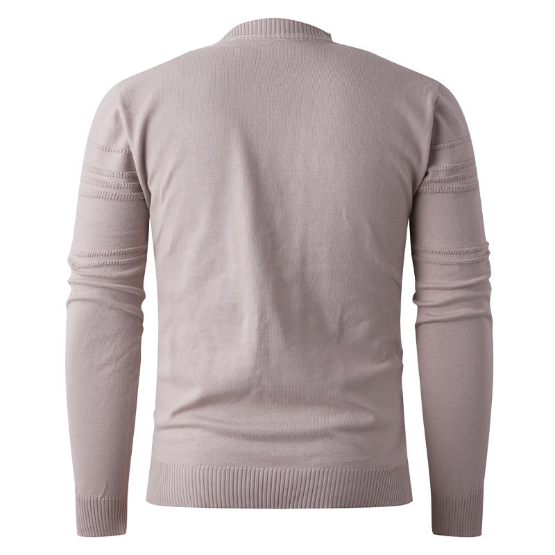 Herren nan Feinstrick-Pullover Rundhals mit geprägter Streifenstruktur und schmaler Silhouette EB