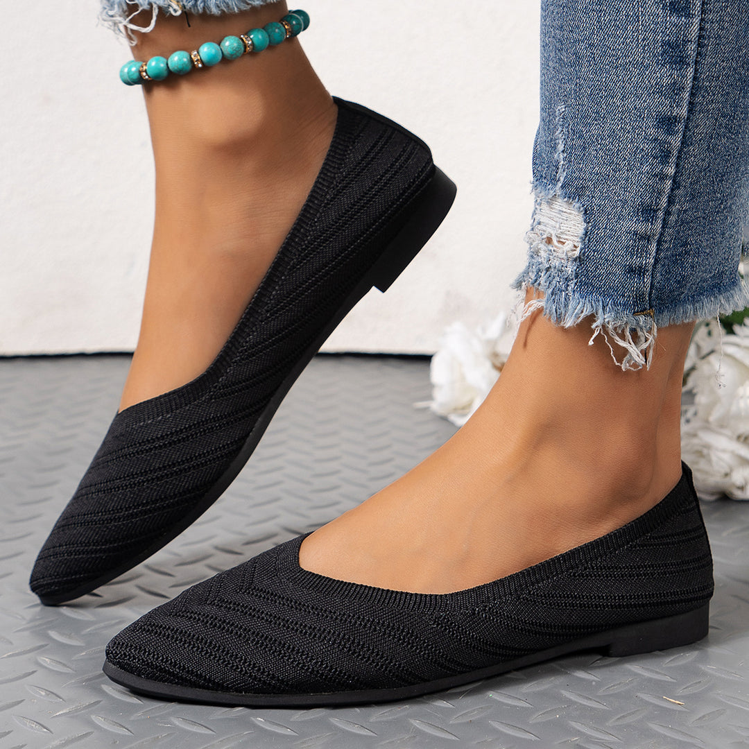 Damen spitze Ballerinas mit strukturiertem Obermaterial EB