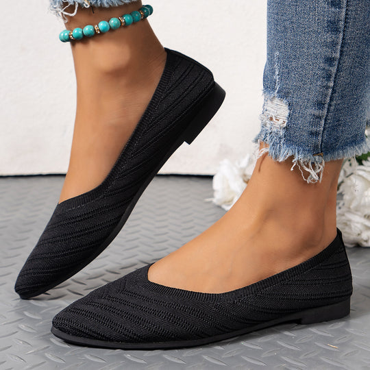 Damen spitze Ballerinas mit strukturiertem Obermaterial EB