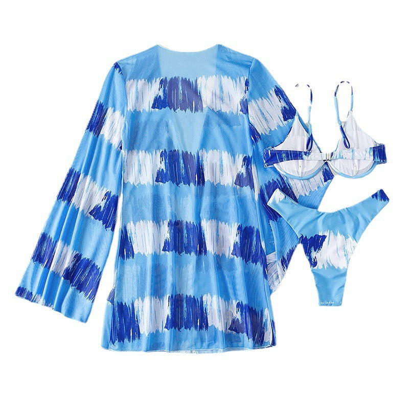 Damen Bikini-Set mit modischem Schnitt und floralem Kimono EB