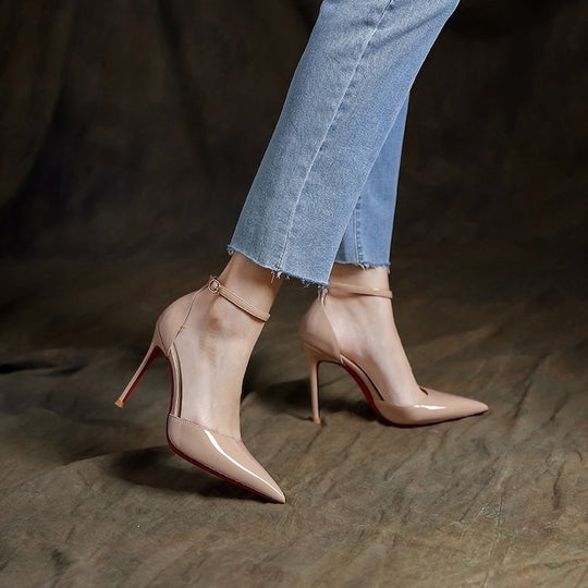 Damen elegante Schnür-Pumps mit spitzem Zehenbereich EB