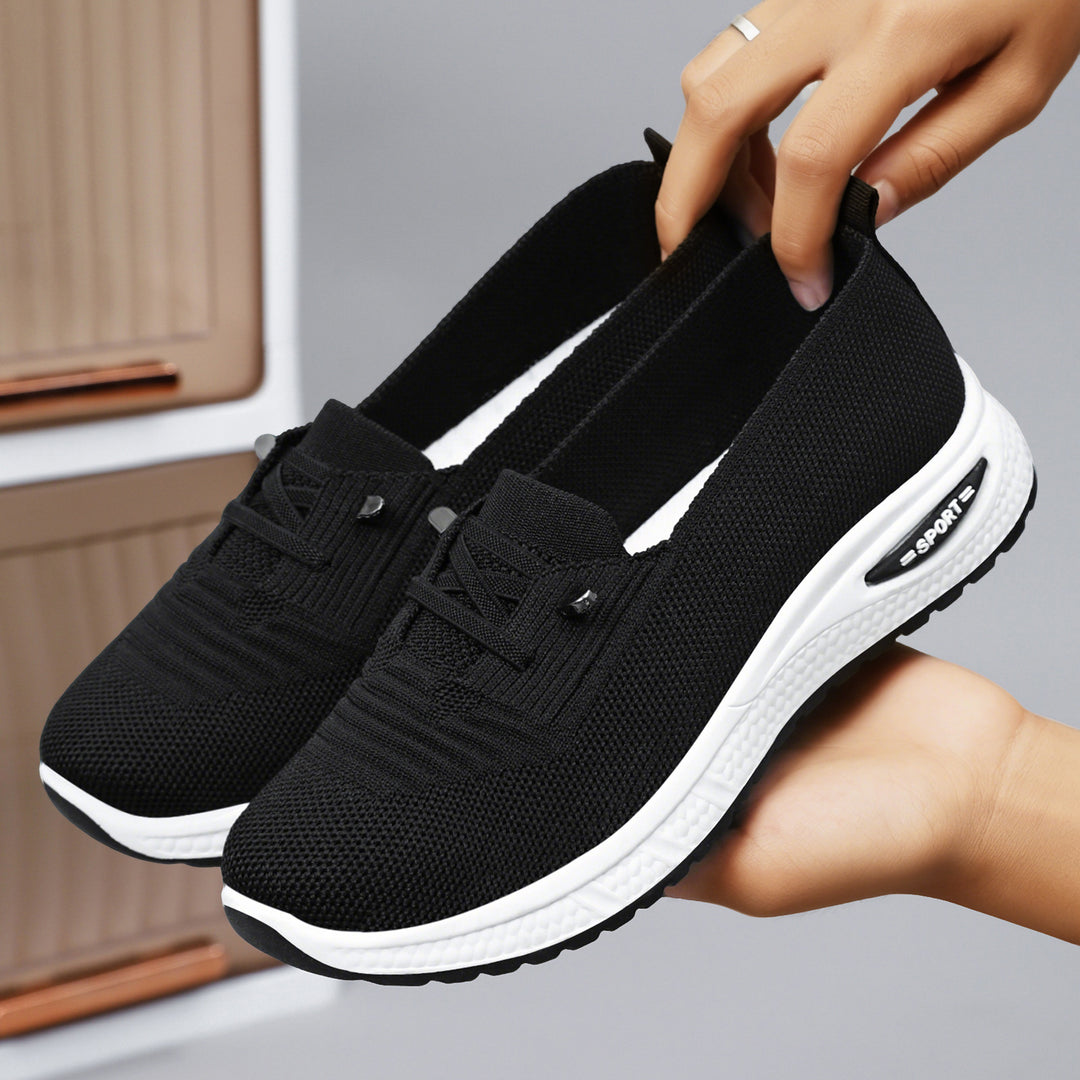 Damen nan gestrickter Slip-On-Loafer-Sneaker mit luftgepolsterter EVA-Zwischensohle und rutschfester Gummilaufsohle EB
