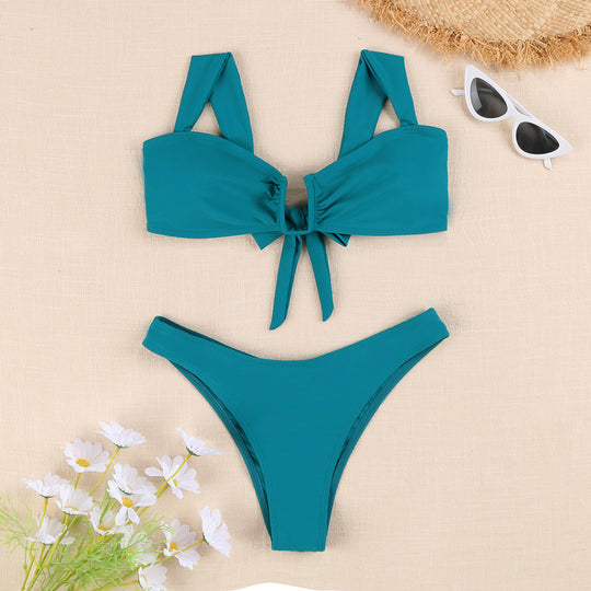 Damen Bikini-Set mit verspieltem Knotendesign und floralem Print EB