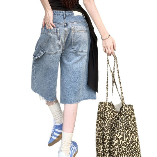 Damen Trendige Denim-Culottes im Destroyed-Look mit hohem Bund EB
