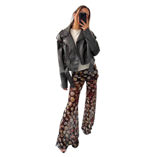 Damen Lässige Kunstlederjacke mit modischem Schnitt EB