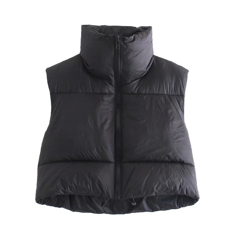 Damen Steppweste mit hohem Kragen und praktischen Taschen EB
