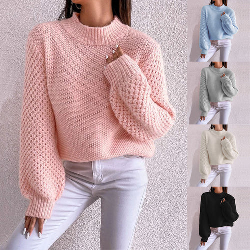 Damen kuscheliger Oversized Pullover mit strukturiertem Muster und Rollkragen EB