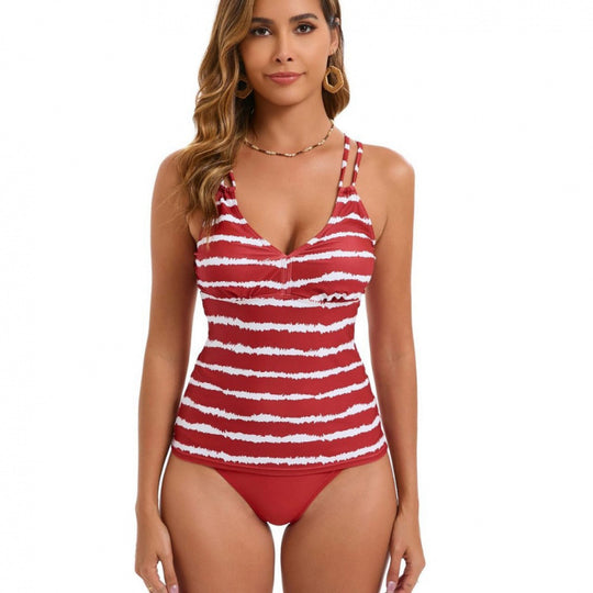 Damen Tankini mit modischem Streifenmuster und verstellbaren Trägern EB