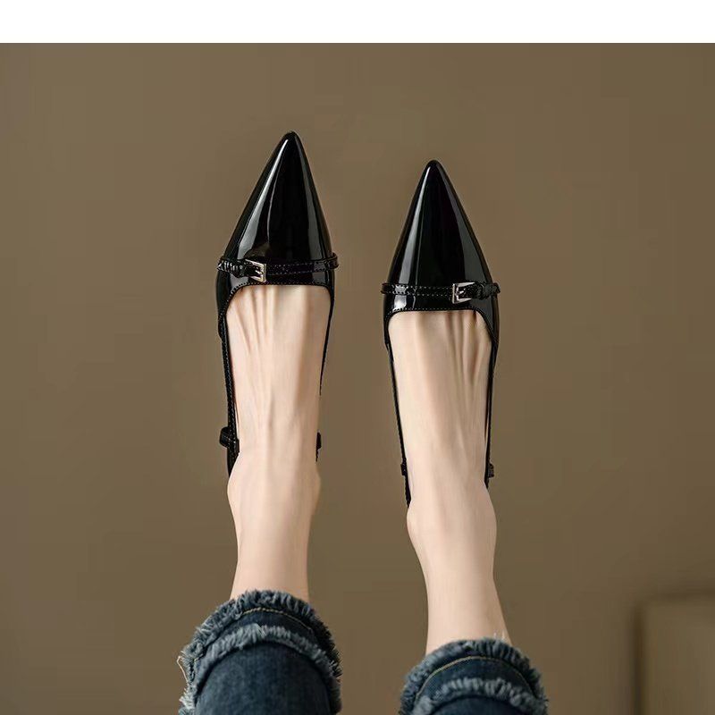 Damen Slingback Pumps mit spitzem Design und glänzender Oberfläche EB