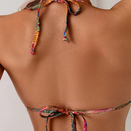 Damen Triangel-Bikini-Set mit floralem Design und verstellbaren Trägern EB