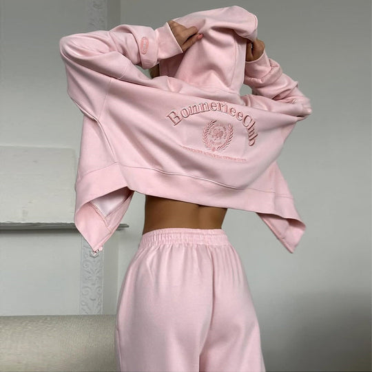 Damen Oversized Sweatshirt und Weite Hose Set EB