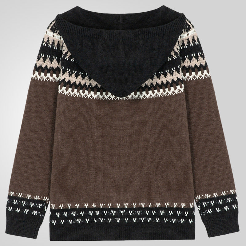 Herren Strickjacke mit traditionellem Norweger-Muster und praktischen Reißverschluss EB